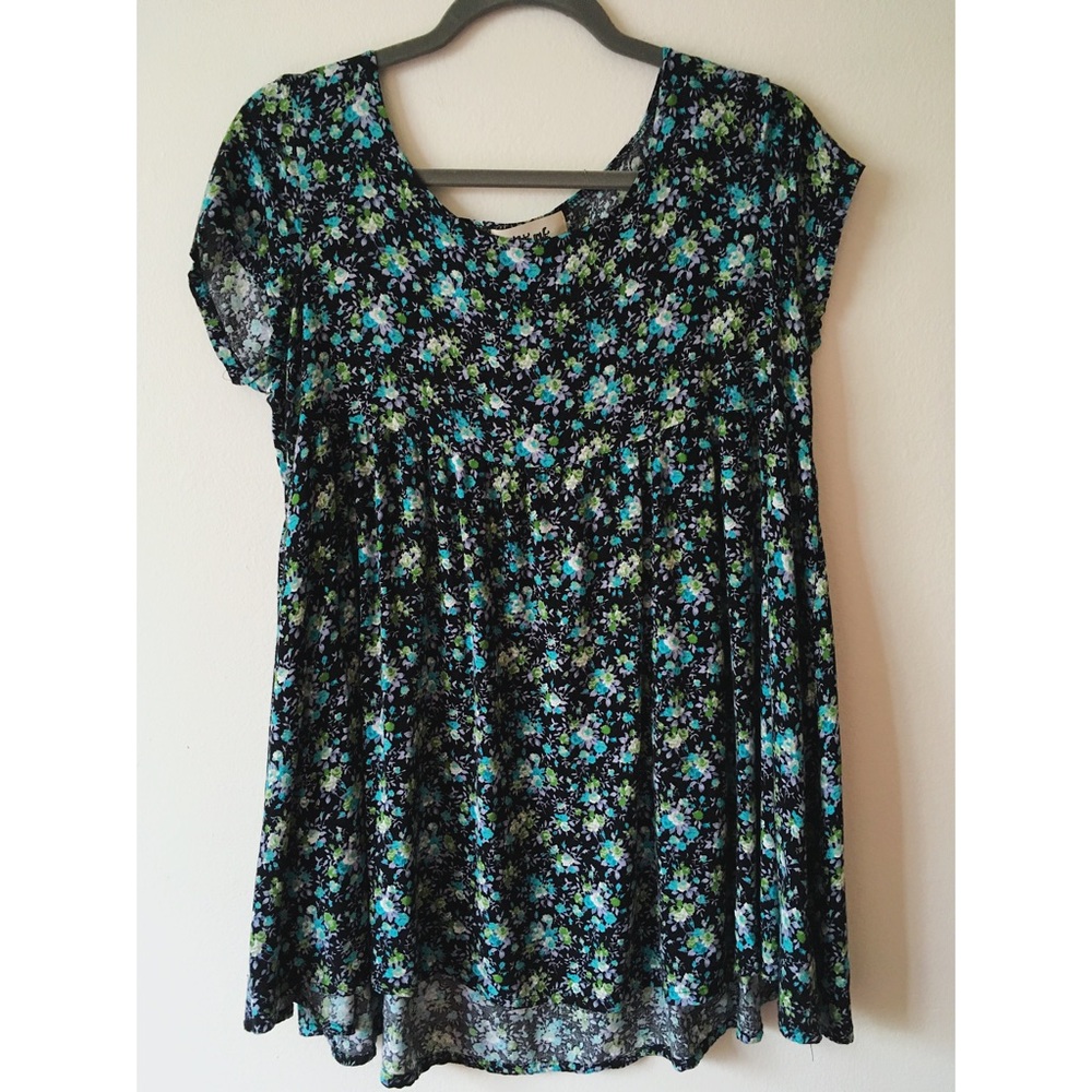 Black floral babydoll dress vintage 90s